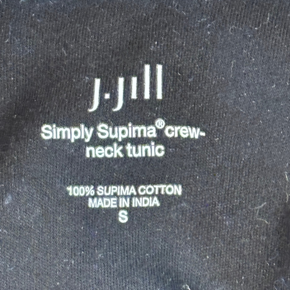 J.Jill Simply Supima Crewneck Tunic Top Women’s Small Black Blue White Floral - Picture 8 of 11